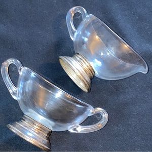 Frank M Whiting & Co. Clear Glass Creamer And Sugar Sterling Base Vintage